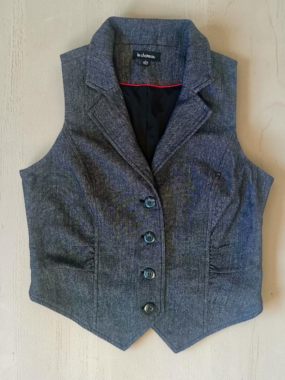 le chateau Charcoal Grey Tailored Women's Button Up Vest Size M